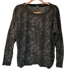 Old Navy Active Black Gray Washed Pullover lightweight sweatshirt tie dye MEDIUM